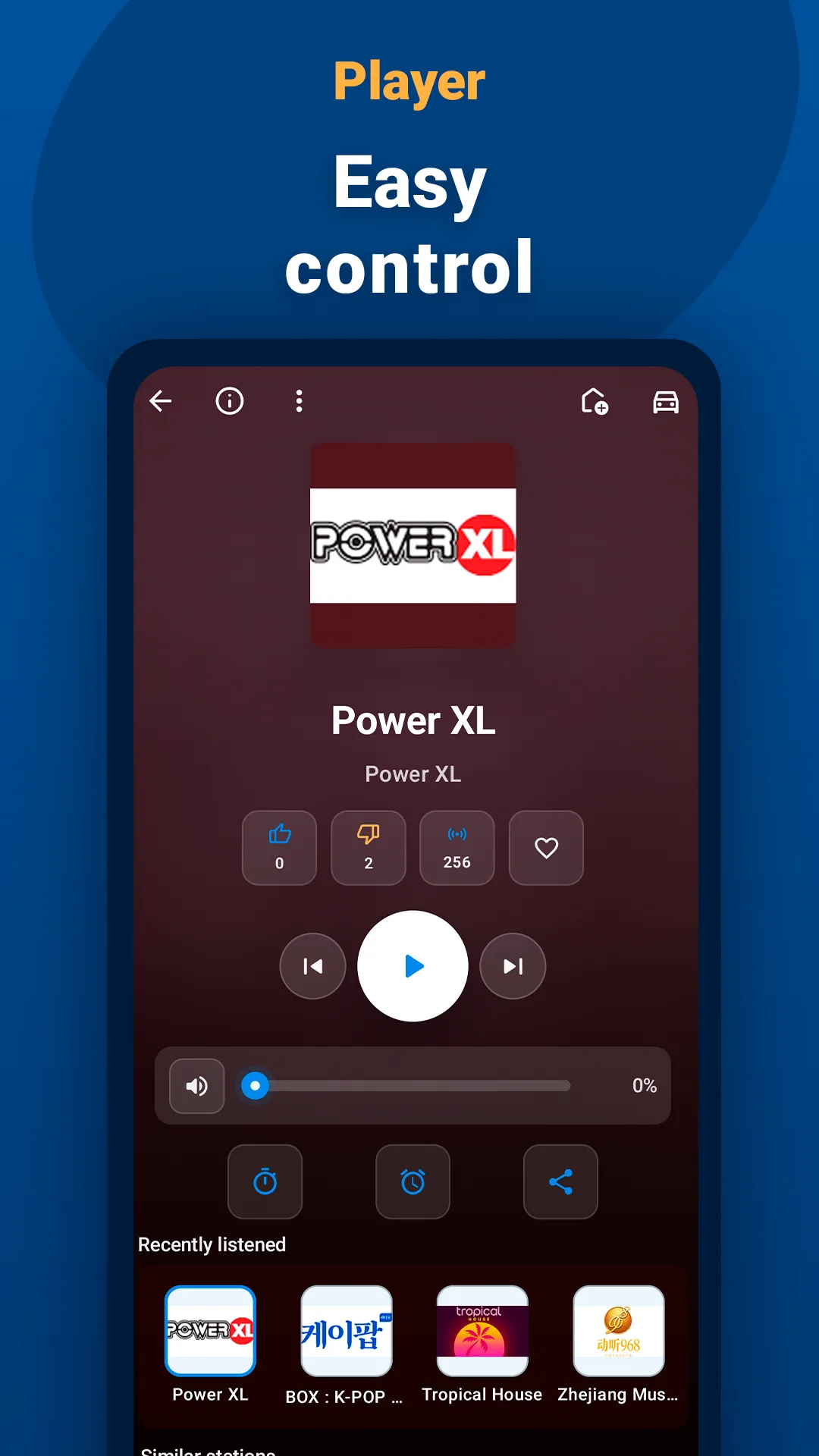 PCRADIO Android fullscreen player